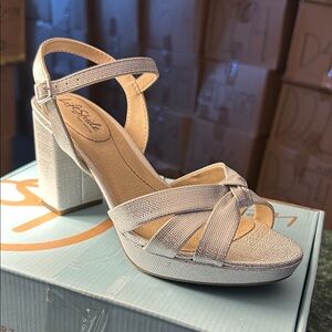 Life Stride Women's Silver Block Heel Sandals